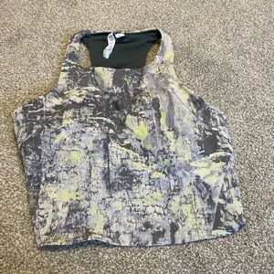 Lululemon Grey Green Yellow Longline Sports Bra Size 10